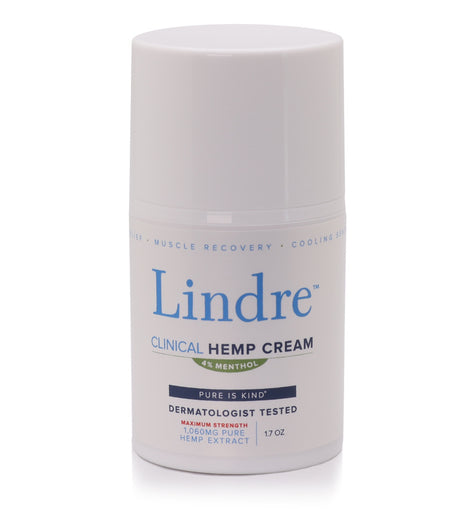 Lindre Maximum Strength Hemp Cream (with Menthol) for Joint and Muscle Recovery. Back, Neck, Knees, Hands, Itch. Dermatologist Tested